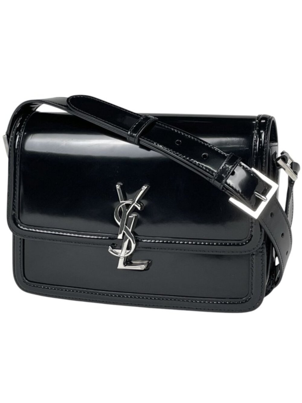 Saint Laurent Solferino Medium Shoulder Bag Patent Leather Black